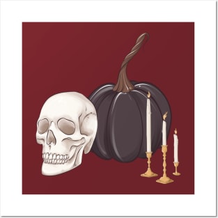 Skull pumpkin Posters and Art